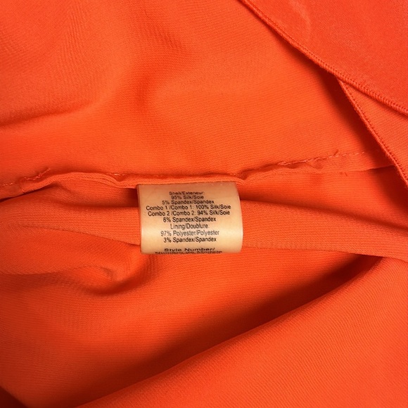 🔥🔥🔥Alice + Olivia Orange Silk Halter Neck Ruffle Mini Dress - Picture 8 of 8